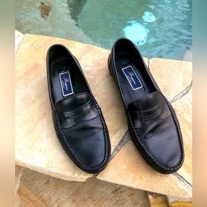BRAGANO Black Penny Loafers Dress Shoes Size 10 M Made In ITALY